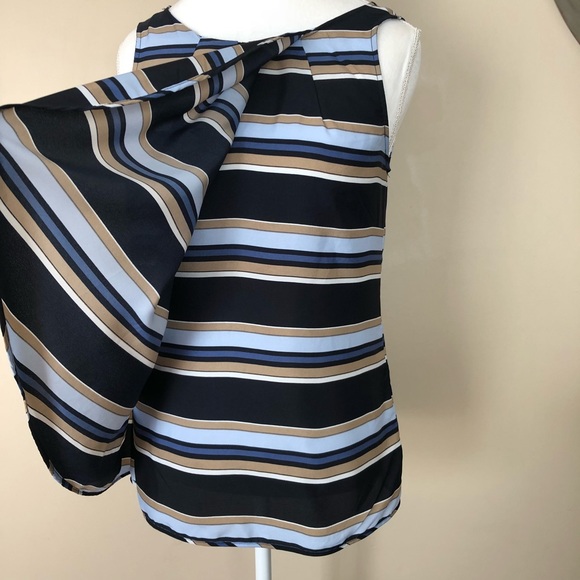 New York & Company Overlay Striped Sleeveless Top - Picture 3 of 7